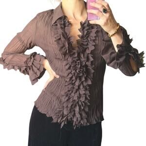 Chocolate Ruffle Poet Blouse – Whimsygoth Romantic Victorian Top